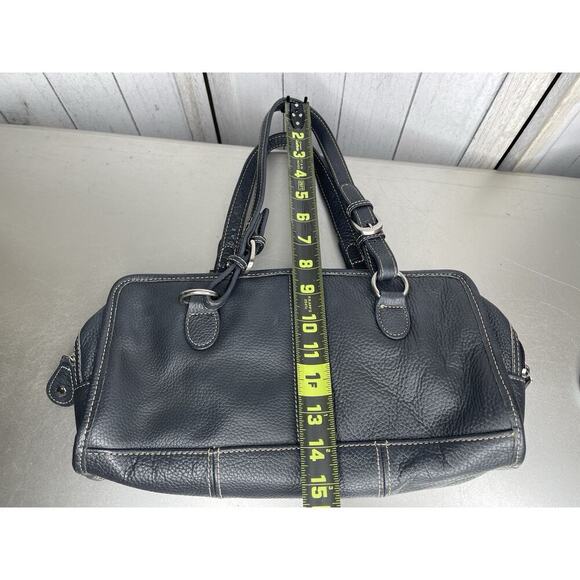 Ameri Leather Black Belt Stitched Leather Satchel Purse Handbag Pebble - Picture 6 of 7